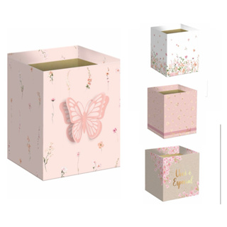 Cachepot Quadrado 14,5cm x 14,5cm x 15,5cm Decorado/Estampado Para Flores e Presentes. 5pc em Oferta na Shopee