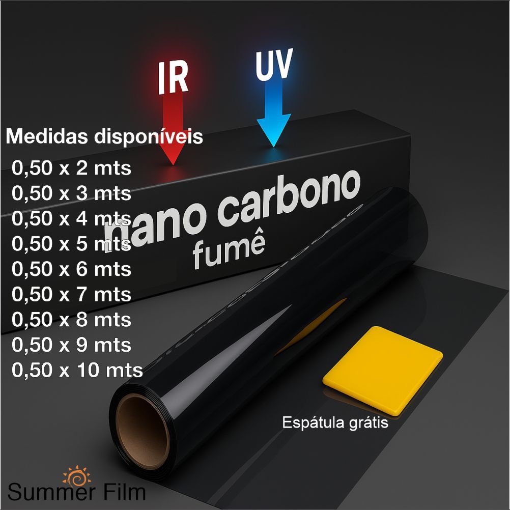 Insulfilm Nano Carbono 50 CM Película Fumê Grafite G5 G20 G35 Automotivo Residencial Privacidade Redução de Calor