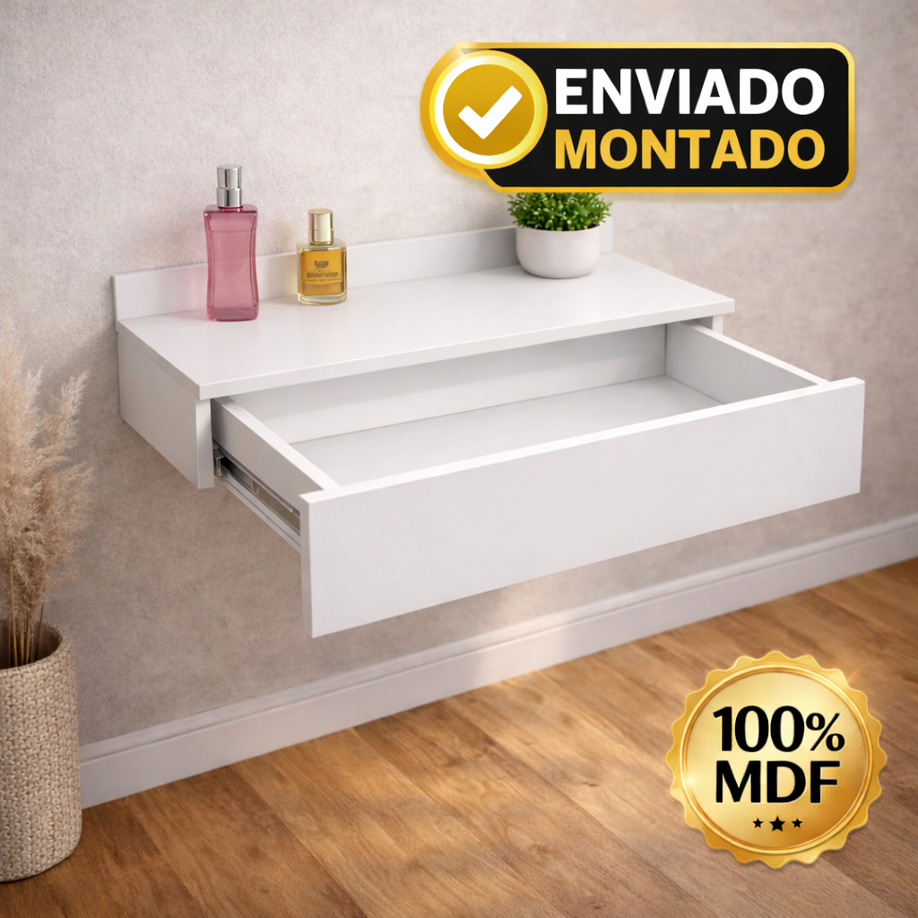 Penteadeira Camarim MDF Suspensa Com Gaveta Pronta Instalar Quarto Luxo em Oferta na Shopee