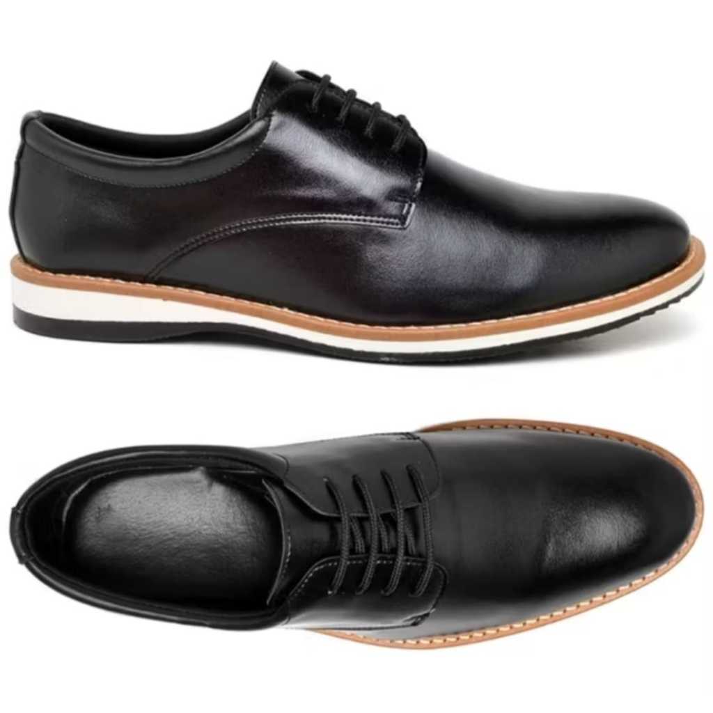 Sapato Social Masculino Oxford Derby Elegante de Amarrar Moderno Confortável Solado Antiderrapante