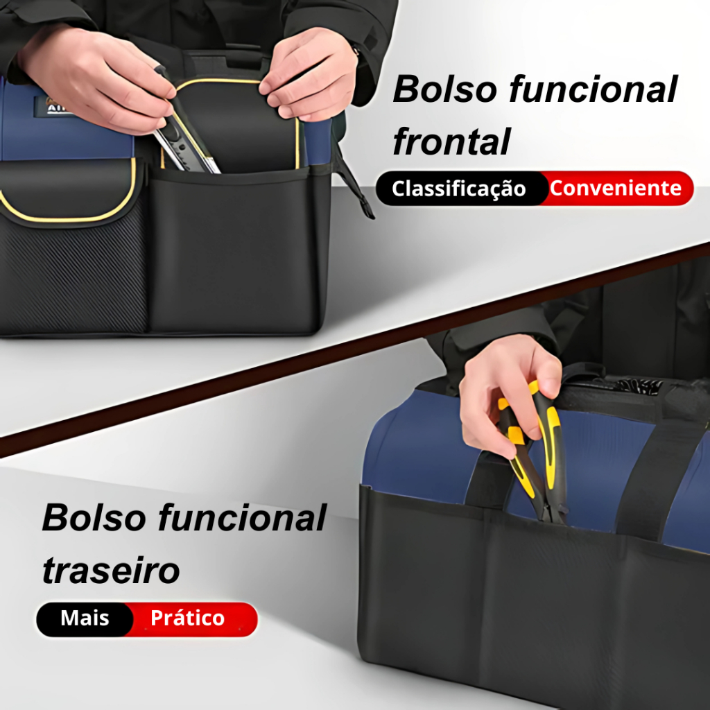 Bolsa/Mala de Ferramentas Profissional Reforçada lona Grossa 13/16/23 Pol Eletricista Impermeável — imagem 2 de 2