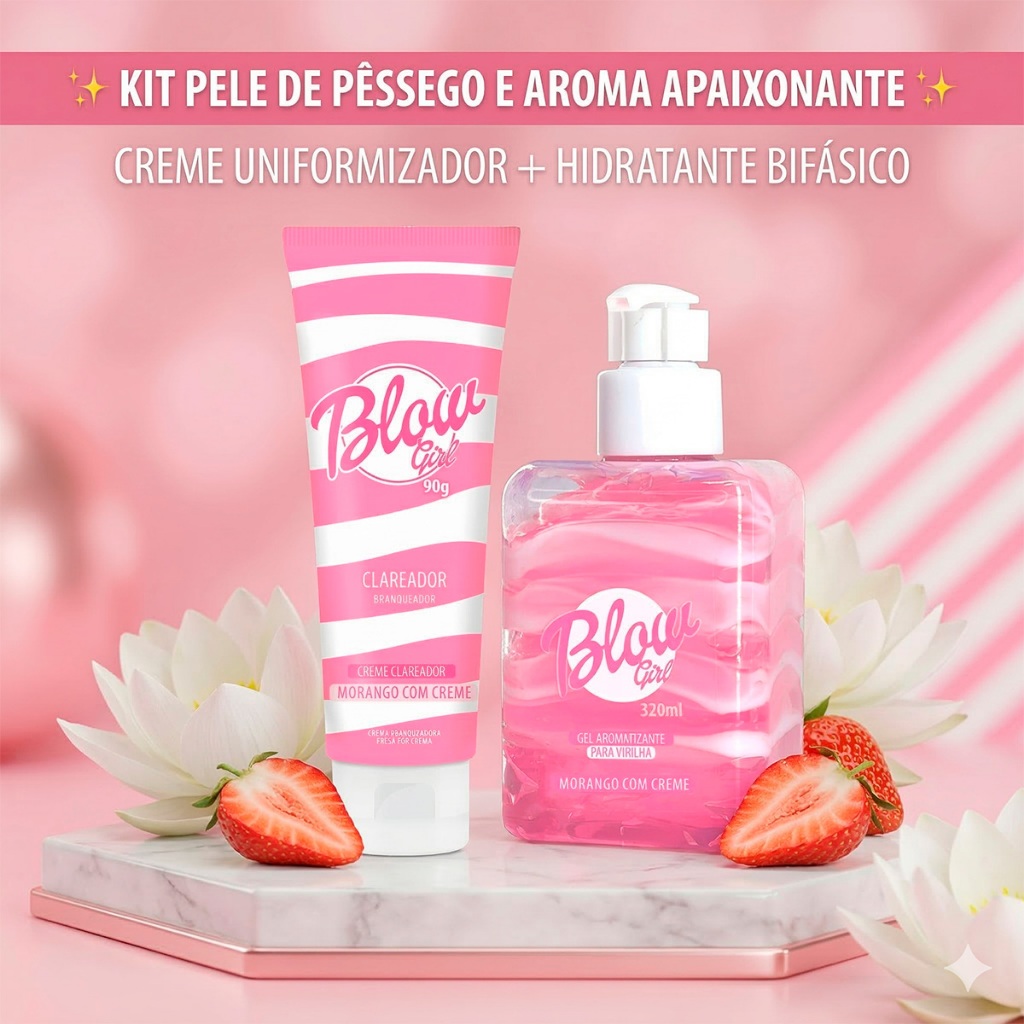 Kit Clareador Axilas Virilha Hidratante Corporal Morango Feminino Blow Girl