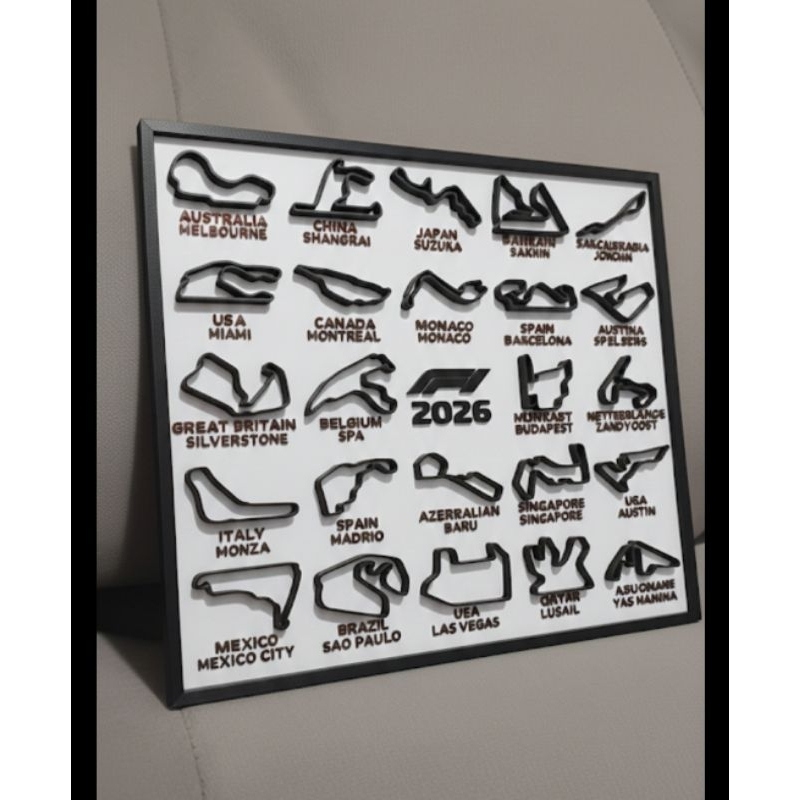 Decoração quadro calendário formula 1 corridas com circuitos