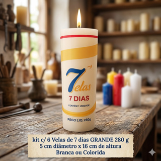 KIT c/ 20 Velas de 7 Dias GRANDE 280 GR - Branca Ou Coloridas em Oferta na Shopee