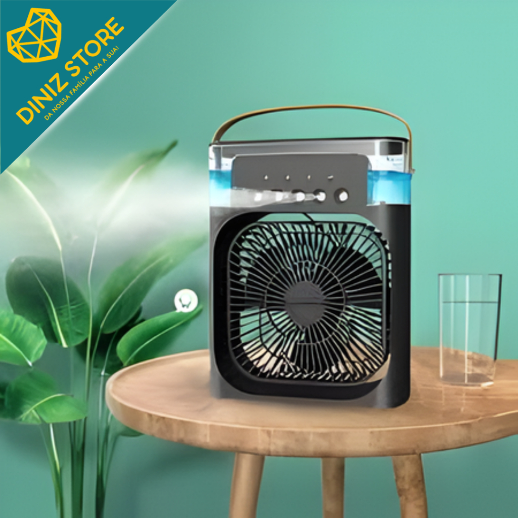 Climatizador Ventilador  LED Preto Umidificador Purificador Ar Condicionado Mini Refrigeração