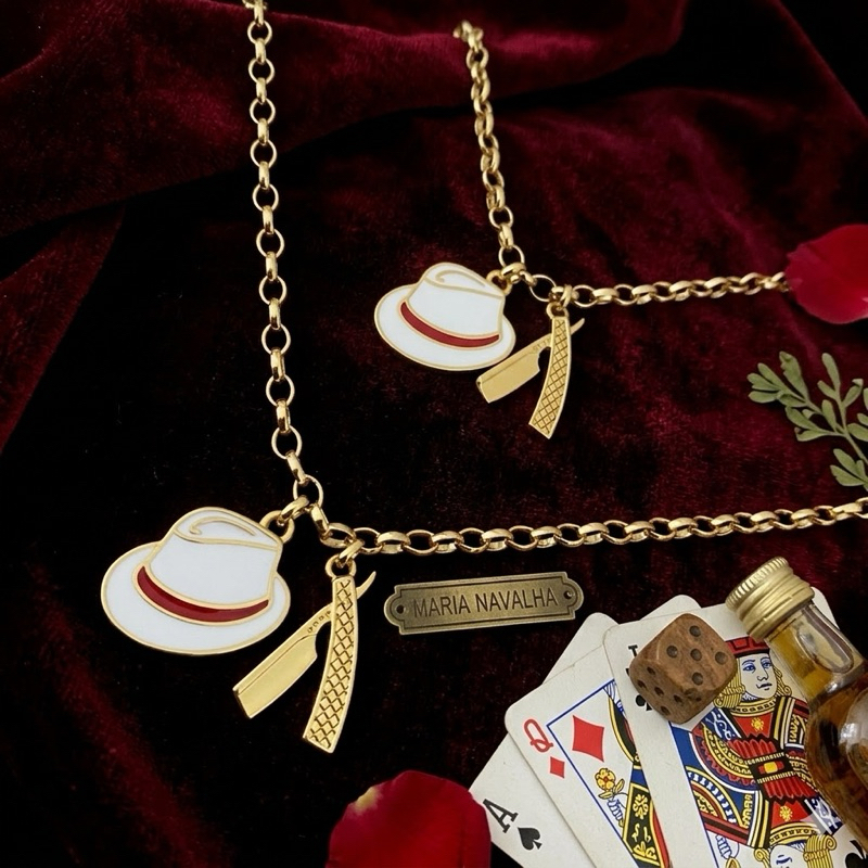 Cordão e Pulseira Malandrinha / Maria Navalha Banhado a Ouro – Kit, Só Cordão ou Pulseira – Proteção Espiritual e Estilo