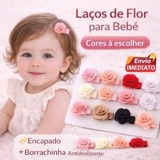 Mini parzinho flor no bico de pato , presilha de laço flores colorida para bebê 3,5 cm em Oferta na Shopee
