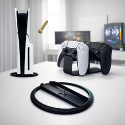 Gamer PS5 Base Vertical |Suporte para Controle | Organizador Setup PS5 Slim, Fat, Digital e Pro