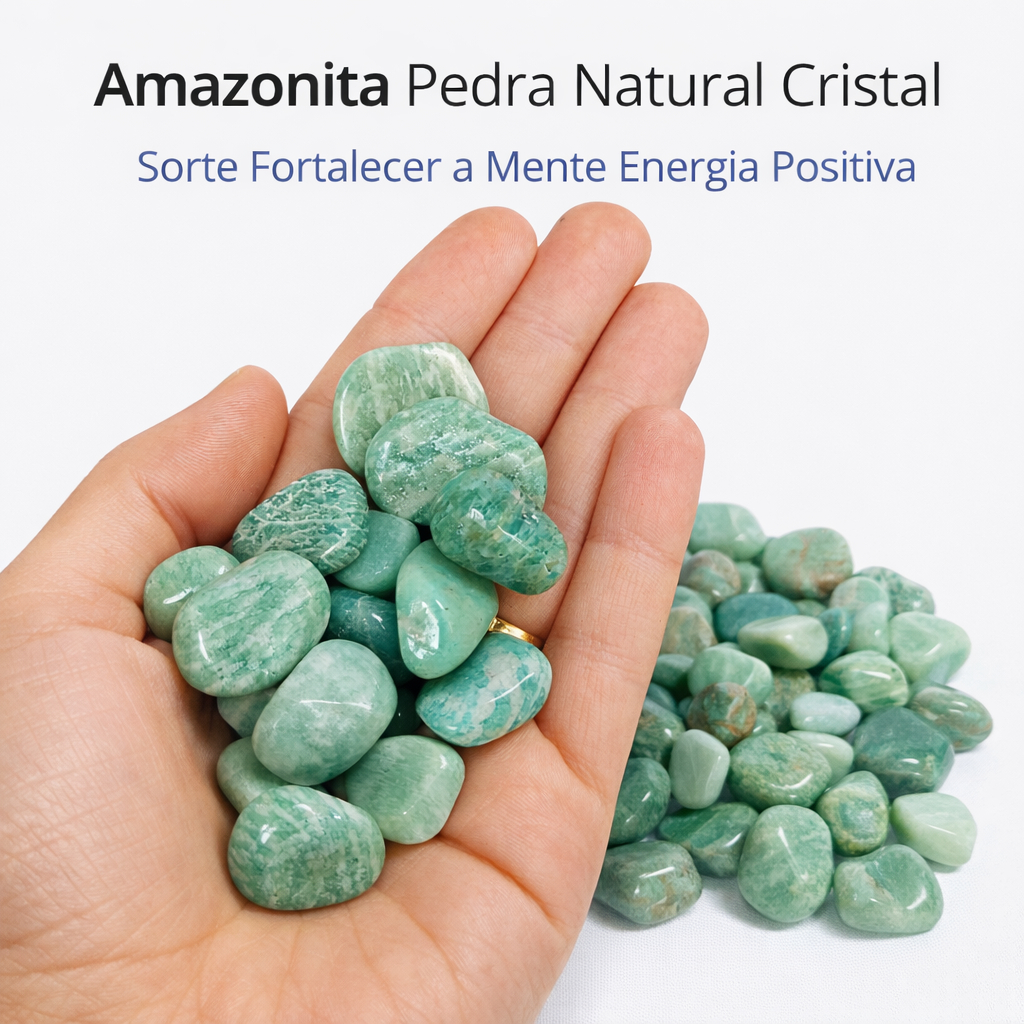 Amazonita Pedra Natural Cristal Rolado Sorte Energia Positiva Equilíbrio Mental Verde Envio Rápido