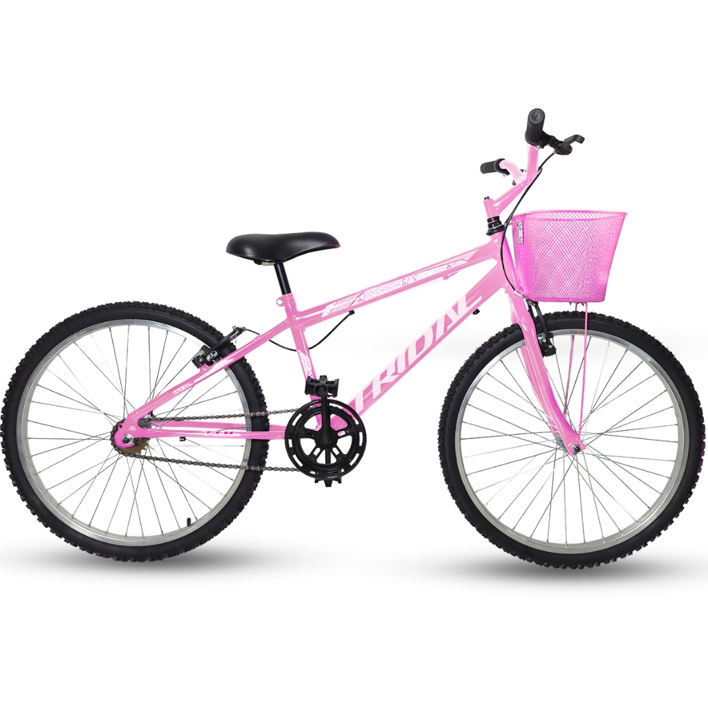 Bicicleta Aro 24 Infantil Feminina Jade Com Cesta Grande Tridal Bike