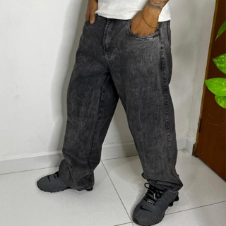 Calça Masculina Confortável Dia a Dia 100% Algodão 36 ao 48  balao baggy Jeans Claro Boca Larga Oversized Moda Masculina em Oferta na Shopee