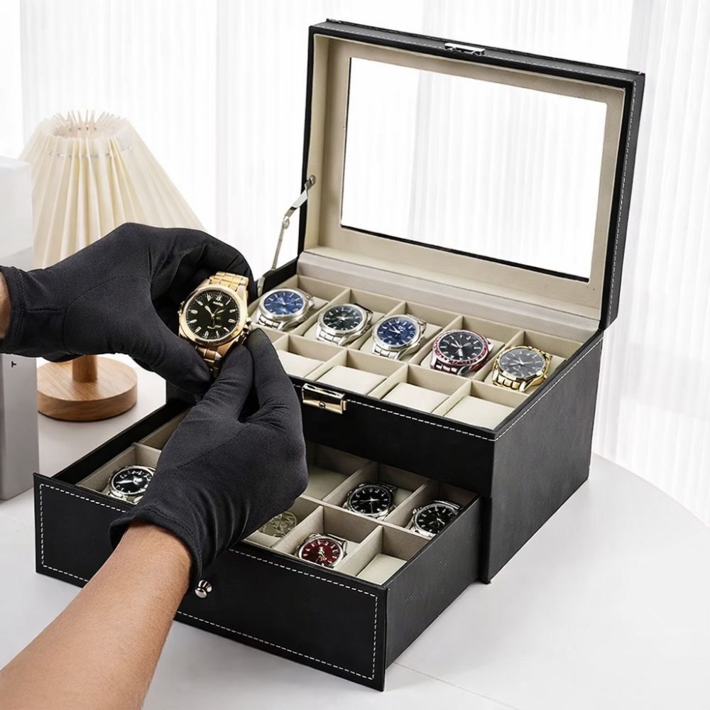Maleta Estojo Porta Relógio Para 20 Unidades Preto- almofadas para relógio
