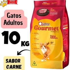 Ração Quatree Gourmet 10kg Para Gatos Adultos Sabor Carne
