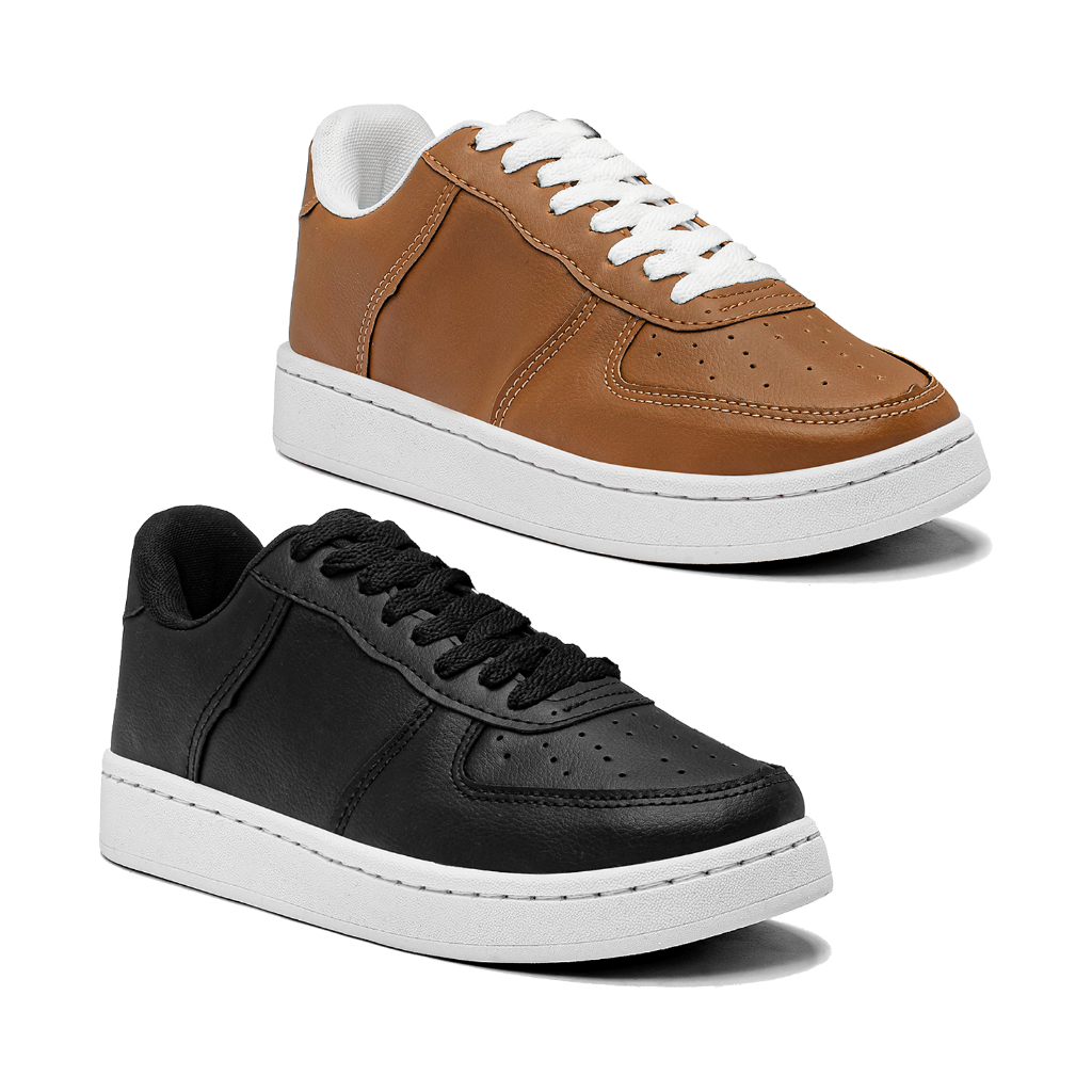 Kit Pares Tênis Feminino Casual Solado Costurado Oferta Moda Conforto