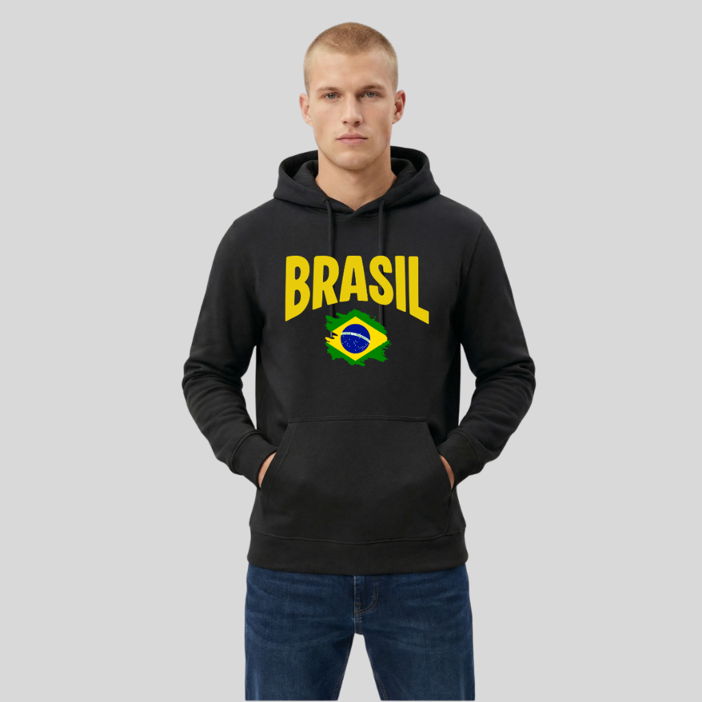 Moletom Masculino Blusa de Frio Feminina Canguru Capuz Brasil top