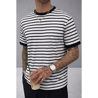 CAMISETA LISTRADA MASCULINA SLIM BICOLOR #02 em Oferta na Shopee