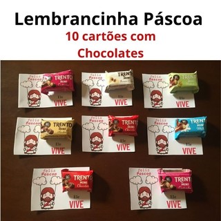 Kit Lembrancinha De Páscoa Com 10 Cartãozinho Jesus Vive Com Bombom Trento Sortido Surpresa Presente De Páscoa