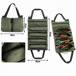 Organizador de Ferramentas em Lona — Bolsa Portátil Multifuncional em Rolo para Reparos e Manutenção