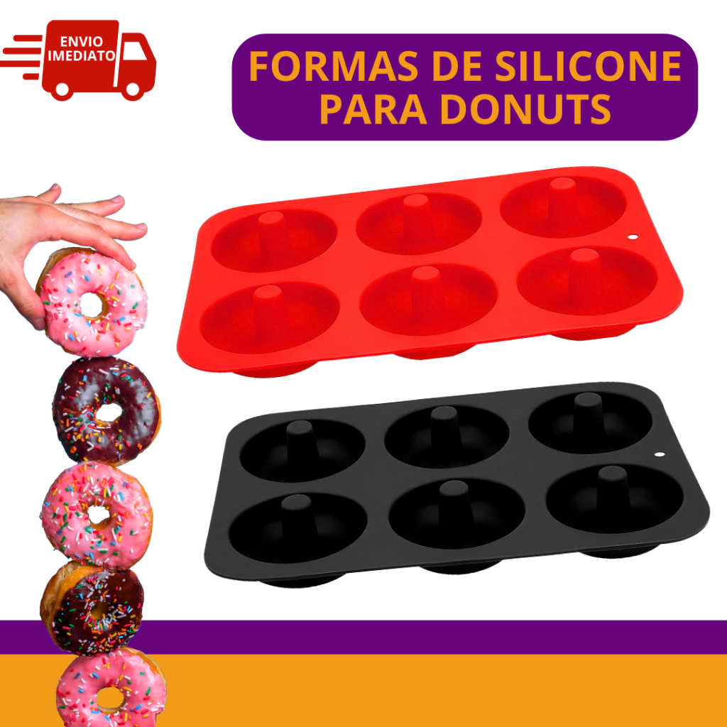 Formas de Donuts em Silicone para Forno Air Fryer 6 Cavidades Rosquinas Mini Pudim Cozinha Mini Bolo