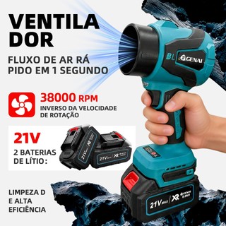 GENAI 21V Soprador elétrico de lítio sem escova Soprador de pó portátil de alta potência+2 Baterias