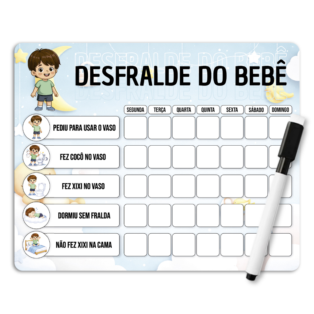 Lousa Imã Magnética Desfralde Do Bebê Infantil + Canetinha Apagável