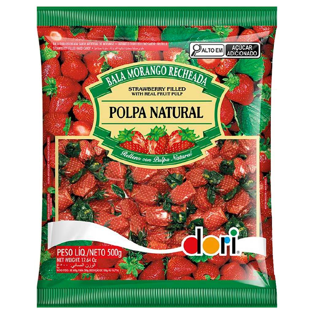 Bala Morango Recheada Polpa Natural 500g - Dori Doces Decoração Festa Lembrancinha
