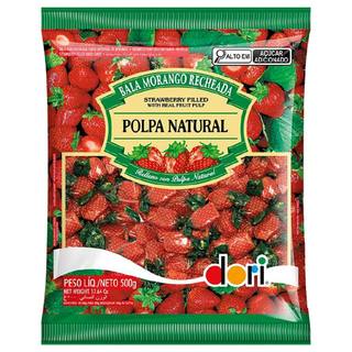 Bala Morango Recheada Polpa Natural 500g - Dori Doces Decoração Festa Lembrancinha