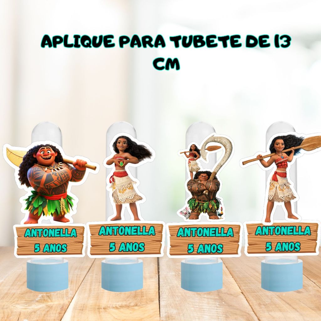 Apliques para Tubete Personalizados Moana e Maui | Qualquer Tema | Festa Infantil | Lembrancinhas