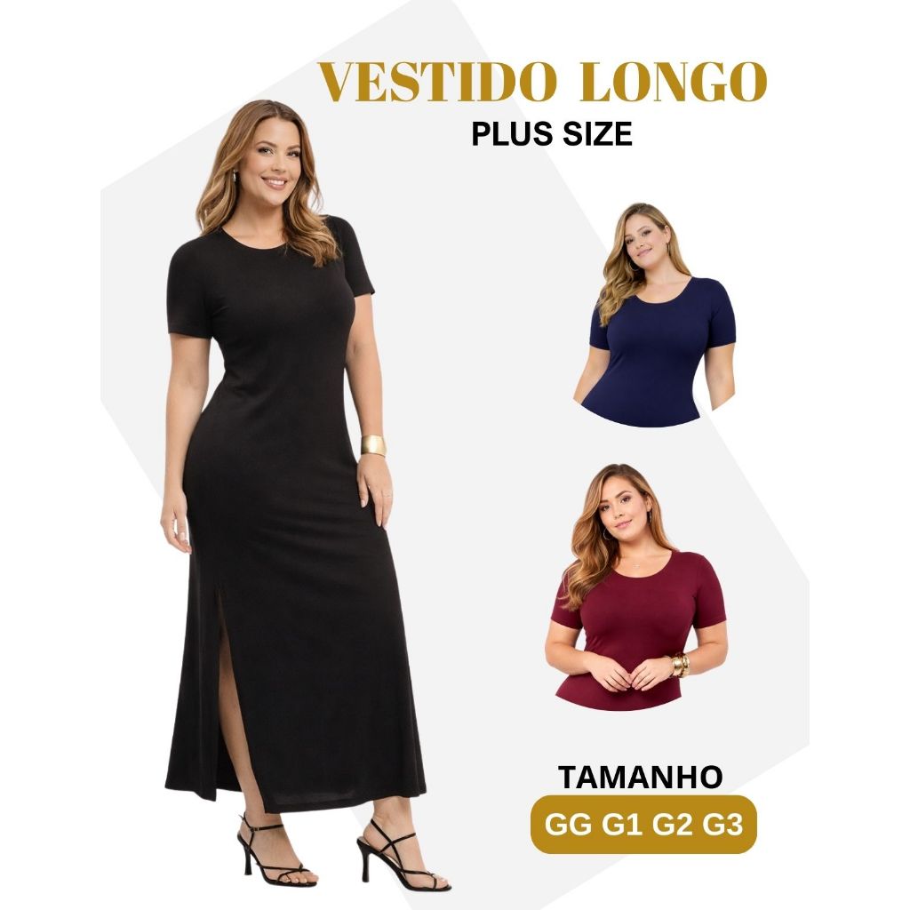 Vestido Plus Size Longo Casual Evangélico Moda Elegante Básico GG ao G3 - ALL TRENDSS
