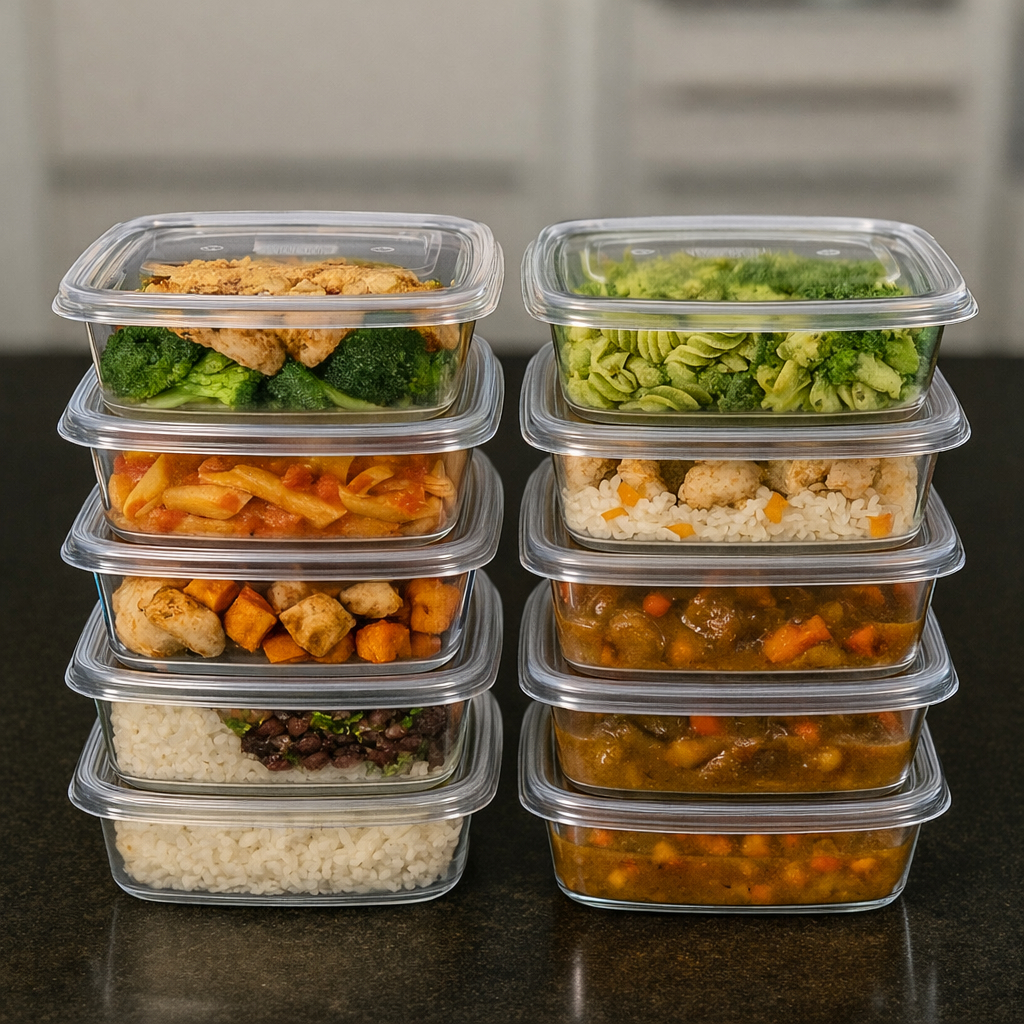 Imagem Kit 10 Potes Marmitas 1.000ml 1kg Vasilhas transparentes BPA FREE reutilizável cozinha microondas