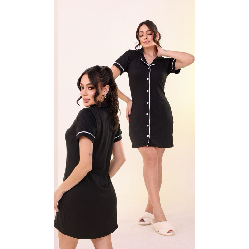 camisola americana feminina manga curta botões … em Oferta na Shopee