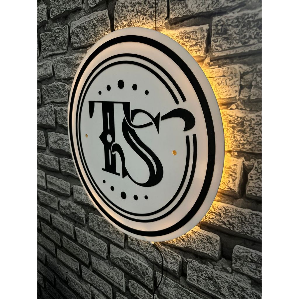 Logo em Acrílico Espelhado Redondo c/ Led | Logomarca Premium em Acrílico 3mm
