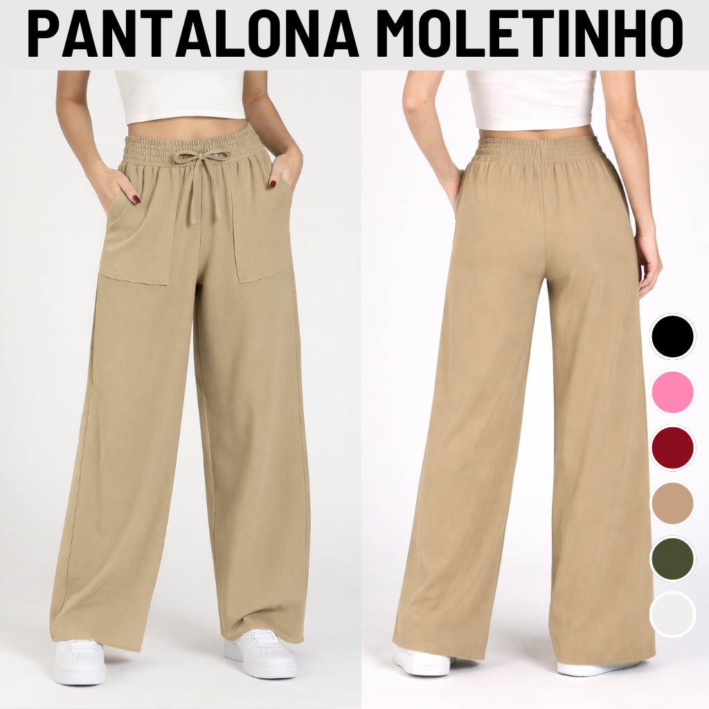 Calça Pantalona Moletinho Feminina