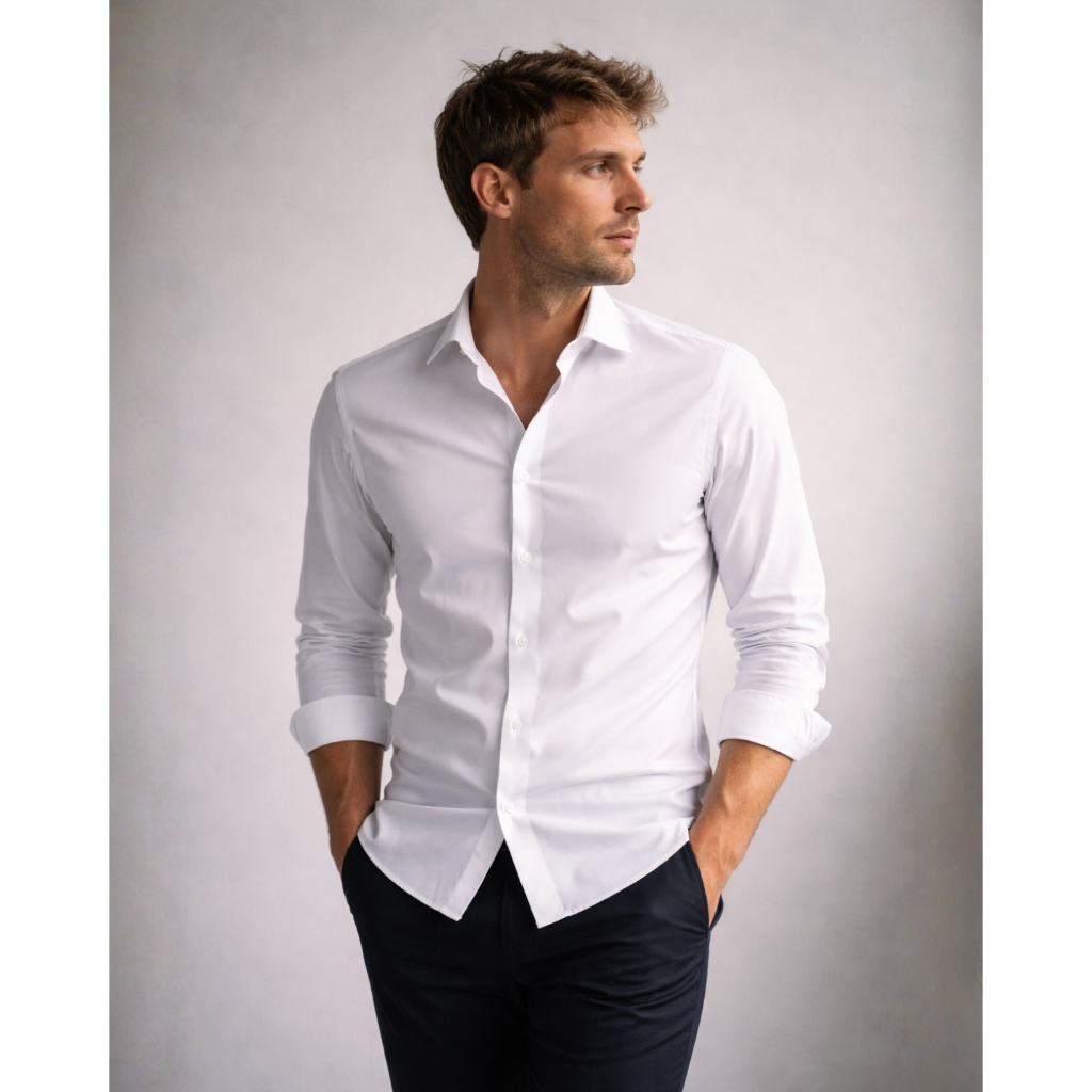 Camisa Social Masculina Slim Elastano Premium - Lycra