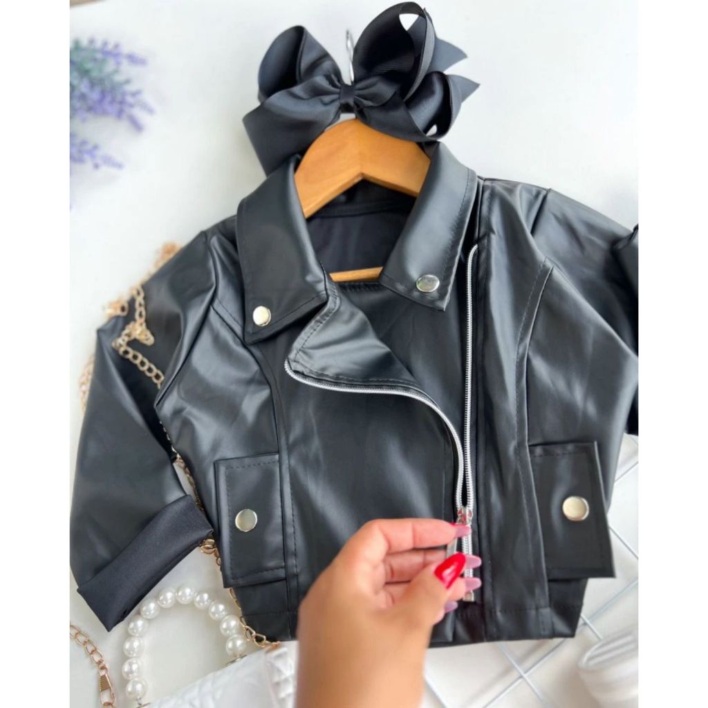 Jaqueta de couro infantil