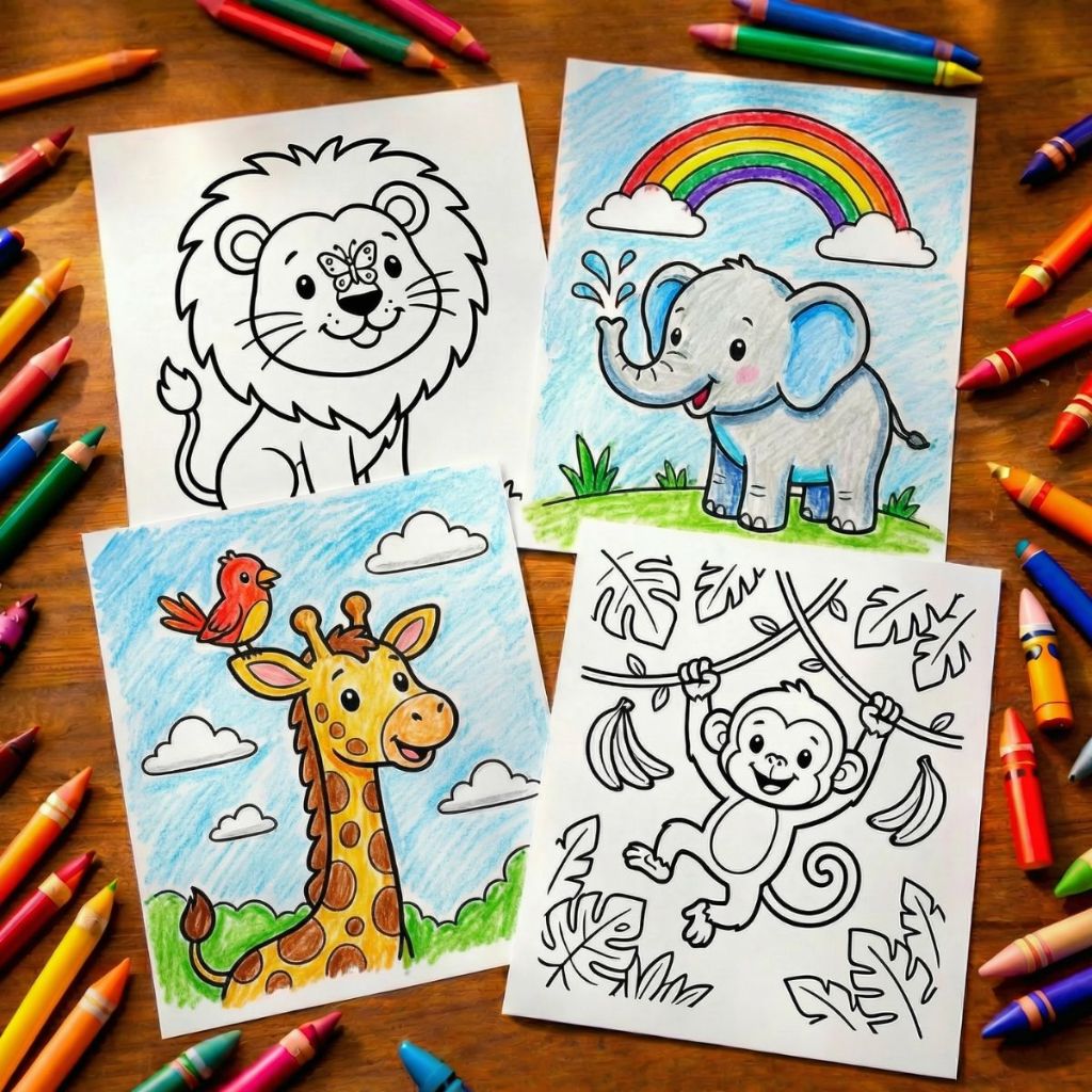 100 Desenhos para Colorir Animais Infantil Educativas Crianças Pintura Safari Fazenda Zoológico em Oferta na Shopee