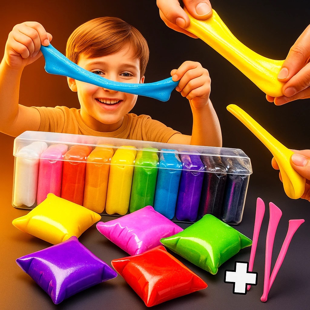 Kit Com 6/12/24/36 Massinha Argila EVA Pula Pula Infantil Atóxicas + 3 Acessórios Brinde Não Gruda