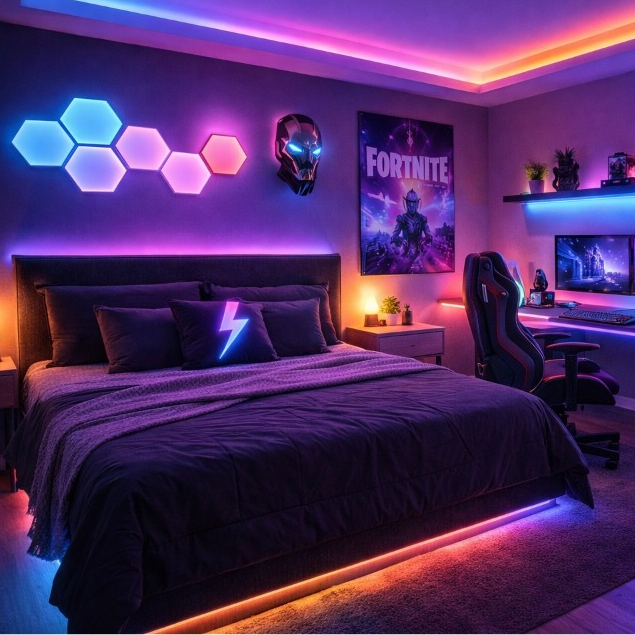 Fita LED RGB 3528 5m Colorida Rolo Completo + Controle Remoto IP65 Bivolt Para Quarto Gamer TV Sanca