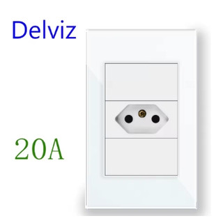 Tomada parede, Tomada elétrica padrão de segurança brasileira 20A 110V ~ 250V painel de vidro