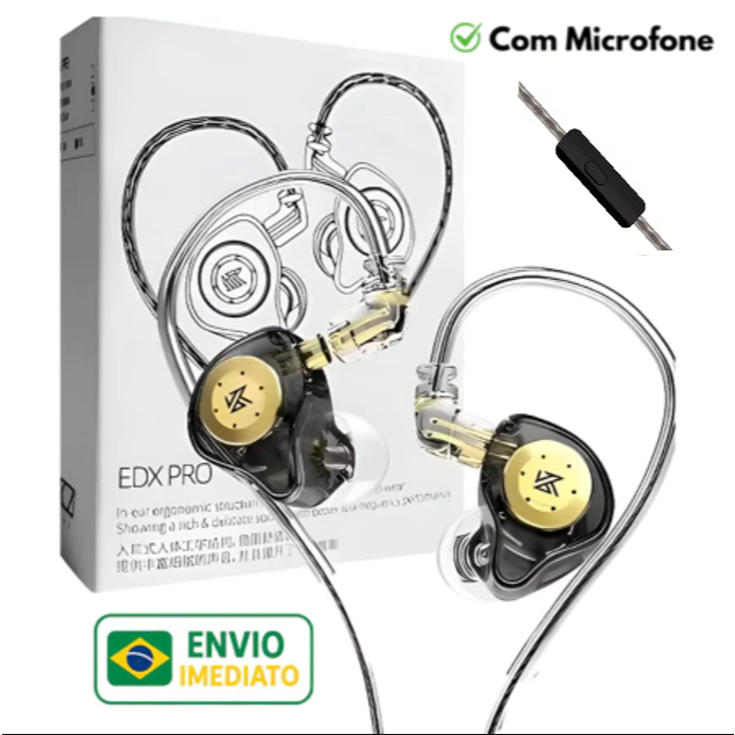 ORIGINAL Fone KZ EDX Pro Profissional Gamer Lacrado e Som Alta Definição Retorno de Palco