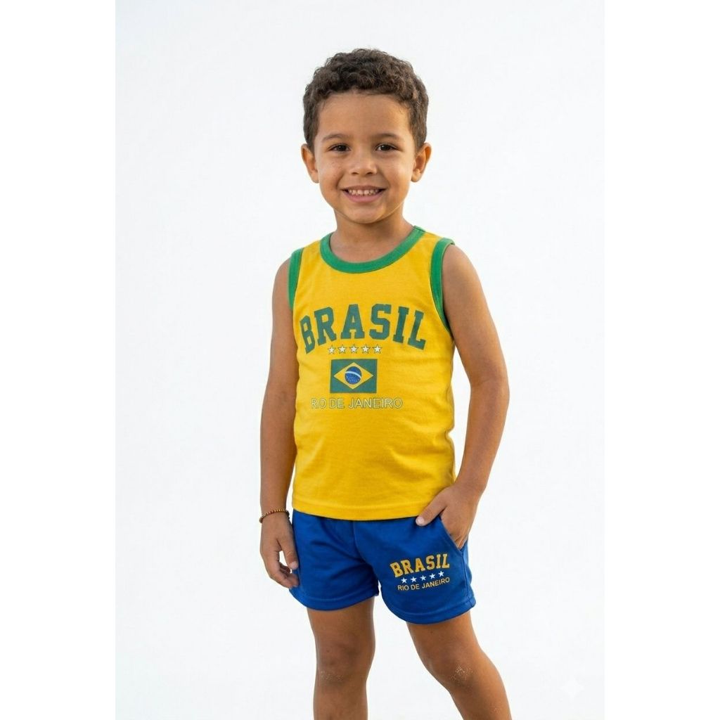 Regata Brasil conjunto Infantil Camisa da Seleção Brasileira Copa do Mundo 2026