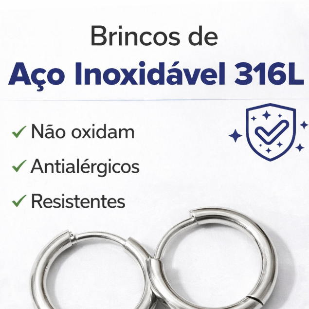 Brinco Argola Aço Inoxidável 316L 12mm 14mm 16mm Antialérgico Brinco Pequeno Argola brinco que não enferruja