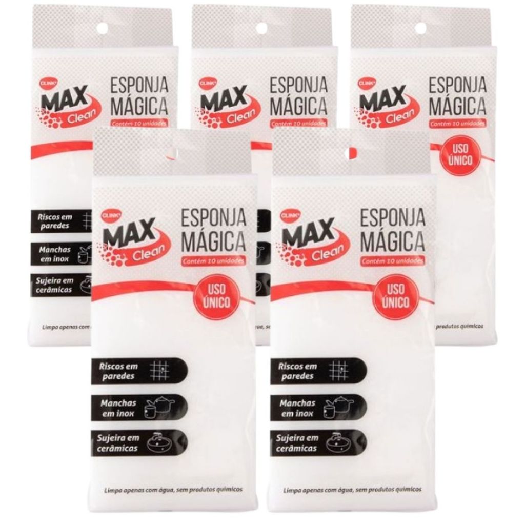Kit 50 Esponja Mágica 10cmX6cm Bucha Melamina Tira Mancha Limpeza Não Risca Buchinha Magica Multiuso