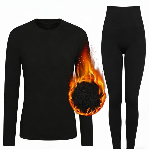 Conjunto Térmico Feminino Gola Redonda, Conjunto de Camiseta e Calça, Confortável para Uso Diário e Casa