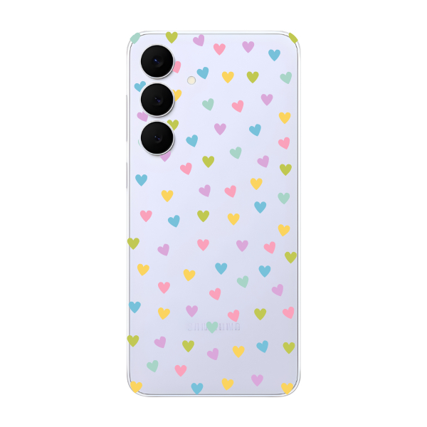 Capinha para Samsung S25 FE Anti Impacto Personalizada - Corações Coloridos com fundo transparente