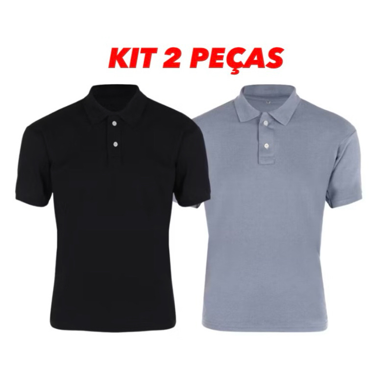 Kit 2 Gola Polo Masculina Premium Algodão e Poliéster Dia a Dia Uniforme