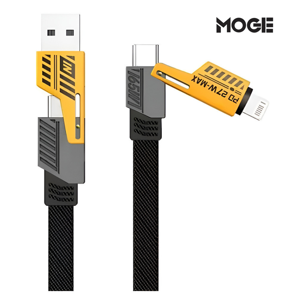 Cabo USB 4 em 1 Turbo 65W | Tipo-C Lightning | Carregamento Rápido | 1m | Universal