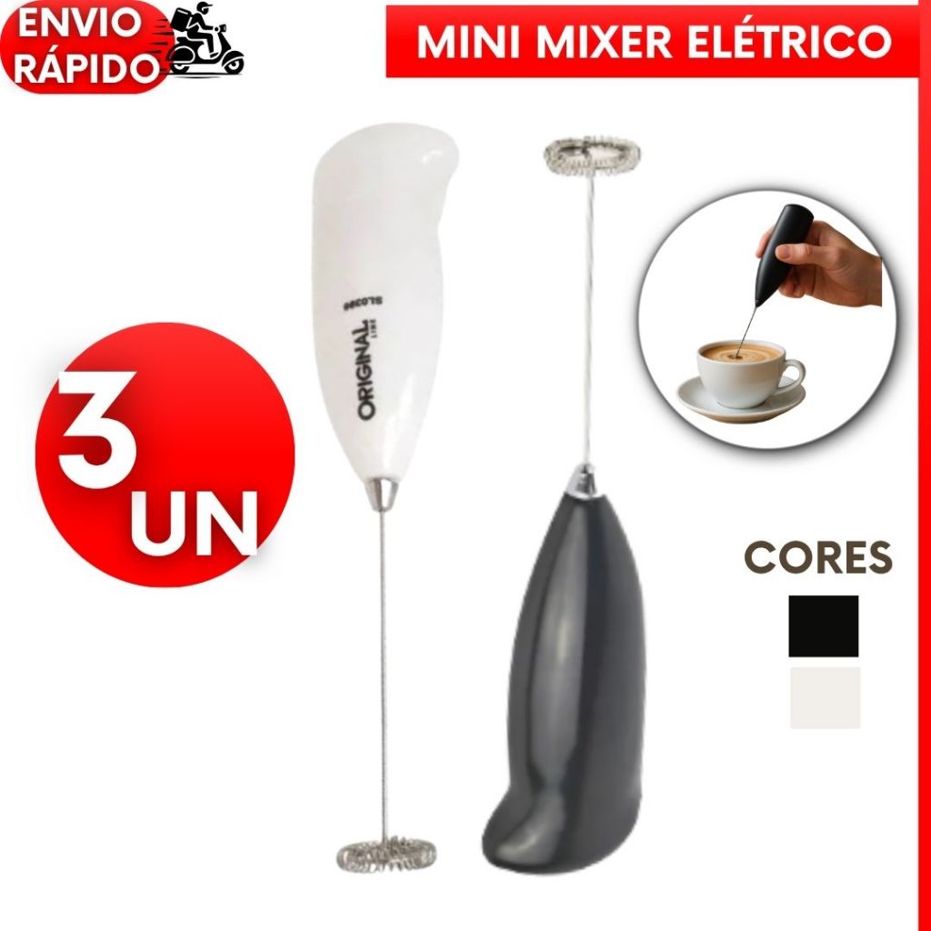 Kit 3, 2 ou 1 Misturador de Bebidas Mini Mixer Batedor Automático a Pilha Portátil Elétrico Leite Chocolate