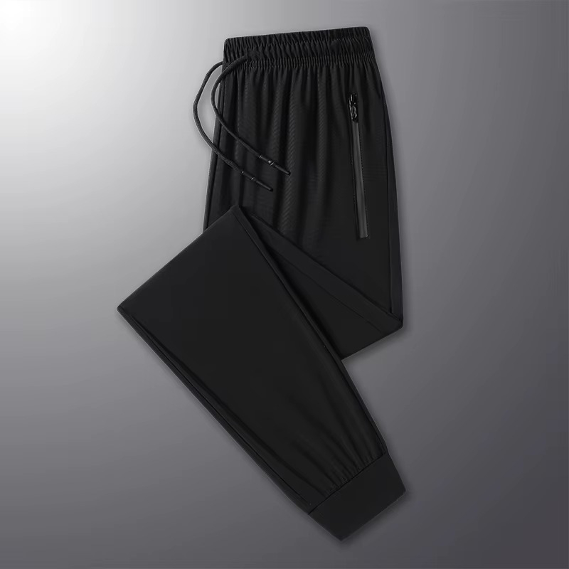 Calça Jogger Preta Masculina Dry Fit Esportiva Com Zíper e Elastano