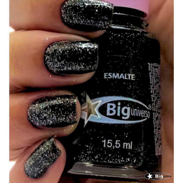 Esmalte Big Universo preto com Glitter RADIAÇÃO DE FUNDO 15,5ml